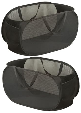 LATERONON 2 Pcs Mesh Popup Laundry Hamper, Opening Laundry Basket,Popup Laundry Basket with Durable Handles,Foldable Pop-up Mesh Hamper Dirty Clothes Basket for Clothes & Laundry-Home Organization