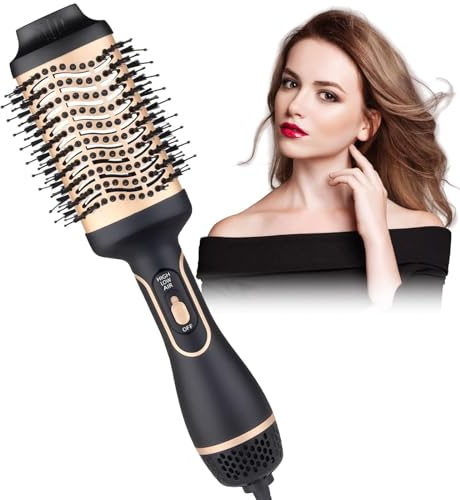 Spazzola Asciugacapelli 5 in 1, Styler per Capelli Multifunzionale con Asciugacapelli, Spazzola per Asciugacapelli, Ferro Arricciacapelli, Spazzola Termica (Oro)