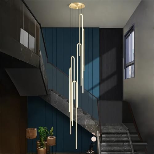 LED Geometrie Lang Pendelleuchte Treppenhaus Wohnzimmerlamp Dimmbar Modern Hängeleuchte Aluminium Acryl Hängelampe Höhenverstellbar, Für Schlafzimmer Esszimmer Flur Villa Hotel Treppen Shop (Color :