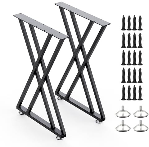 Gumcoly 2 Stück Tischbein Metall Möbelfüße für Sitzbank, Industrial Tischgestell Tischkufen Robust, H70cm x W50cm, Schwarz, für DIY-Couchtisch, Esstisch, Schreibtisch oder Stühle