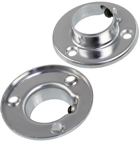 AERZETIX - C74727 - Lot de 2 supports pour barre tringle de penderie en forme ronde Ø25 mm - en métal - finition chromée - rangement dressing suspension aménagement vêtement