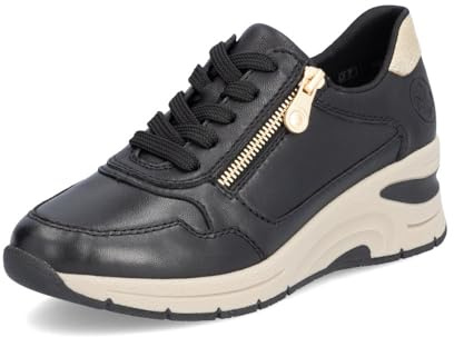 Rieker Damen Low-Top Sneaker N9301, Frauen Halbschuhe, lose Einlage,Keilabsatz,Wedge Heel,straßenschuhe,Strassenschuhe,schwarz (00),40 EU / 6.5 UK