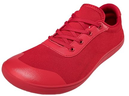 Treer Wide Barefoot Shoes for Men Women, Unisex Casual Wide Toe Box Walking Trainers for Outdoor Trail Running Gym Minimalist Zero Drop Shoes Lightweight Breathable Red