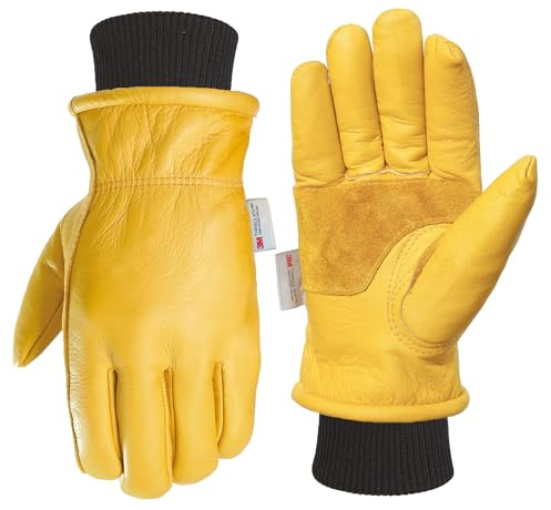 Guantes de trabajo de invierno, guantes de trabajo de cuero de invierno para hombres y mujeres, guantes de trabajo cálidos para construcción, operación de equipos, conducción y maquinaria de carretera
