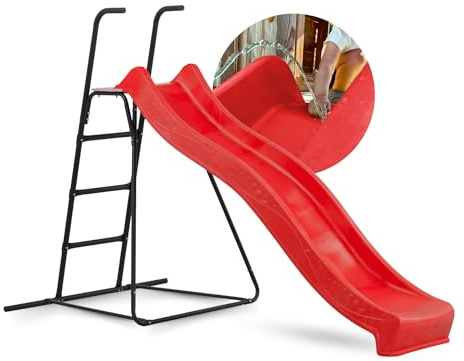 Spielturmking® Kinder Rutsche mit Podest Outdoor Garten Spielgeräte, Stabile Wasserrutsche mit Leiter für Kinder, Alternative zu Indoor Spielgeräten, 2,30 Meter lang (Rot)