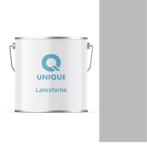Q UNIQUE Latexfarbe 5L (ca.35m2) Grau Innenfarbe Wandfarbe Deckenfarbe Klasse 3 Mattfarbe Scheuerfest Hohe Deckkraft