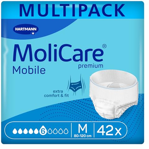 Molicare Mobile Lot de 42 sous-vêtements absorbants pour femmes et hommes souffrant d'incontinence modérée, protection contre les fuites, respectueux de la peau, meilleur ajustement corporel