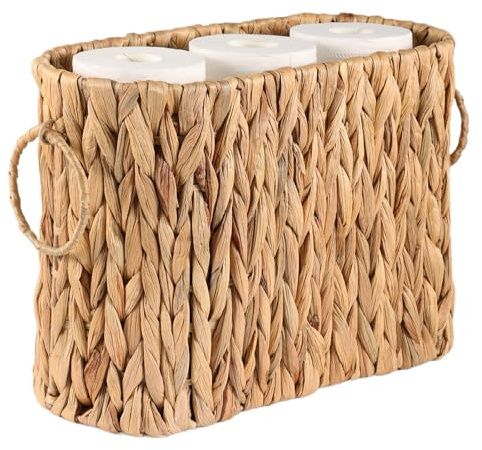 Cesta de almacenamiento de papel higiénico trenzada, contenedor de papel higiénico, organizador de baño, cesta de almacenamiento, revistas y revistas, jacinto de agua