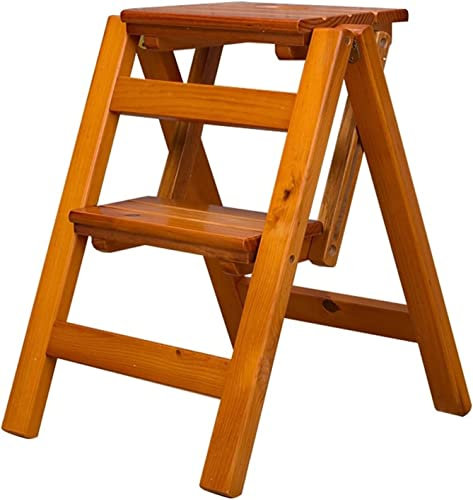 Sgabello pieghevole in legno a 2 gradini – antiscivolo, poggiapiedi compatto, scarpiera multifunzione e supporto per fiori (colore B) – per uso domestico e ufficio