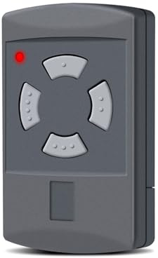 1 Stück Ersatz für Garagentoröffner, Handsender 40,685 MHz, 4 Kanäle, kompatibel mit HS2-40, HS4-40, HSE2-40, HSE4-40, HSM2-40, HSM4-40, graue Taste