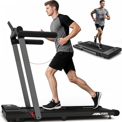 Orisyn Tapis de Course Pliable 3-en-1 | Walking Pad 12 km/h - 2,5CV | Bluetooth, 12 Programmes & LED | App et Télécommande | pour Home Office, Fitness Maison | Compact et Silencieux