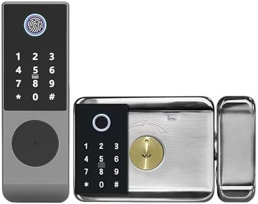 Serratura intelligente con impronta digitale, impermeabile, maniglia for porta, serratura intelligente for esterni, accesso elettronico senza chiave, uso esterno/interno, password digitale, serratura