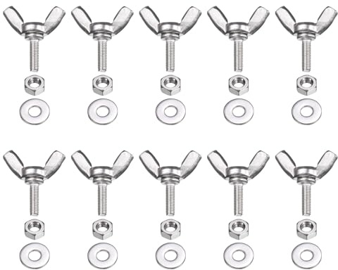 PATIKIL M3-0.5 x 10 mm Wing Butterfly Screw, 10 Pcs 304 Stainless Steel Wing Nuts and Bolts Machine Fastener Thumb Hand Screws for Electronic Equipment DIY Tools, Silver