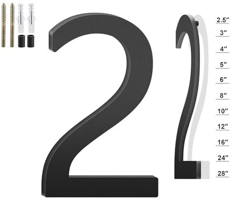 5 Inch Floating House Numbers and Metal Letters for Outdoor Signs, House Numbers for Outside, Aluminum Address Letters and Numbers for Door, Mailbox, Garden, Perfect for Home or Office (Number 2)