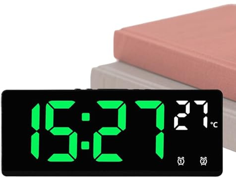 Fangfhai Reloj Despertador Digital con Control de Voz para Dormitorio, visualización de Temperatura, Reloj Genial para Mesa, Hotel, Estante, Oficina, mesita de Noche, cumpleaños, Adultos
