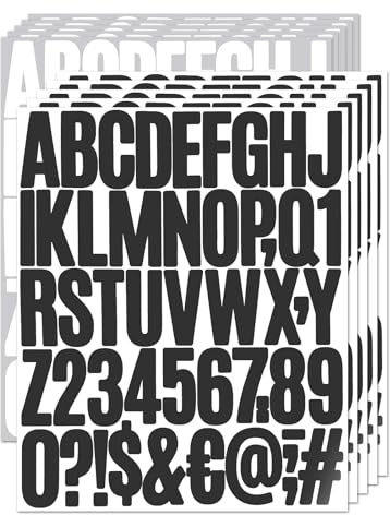 10 Blätter 500 Stück Klebebuchstaben Wetterfest 5cm Zahlen Buchstaben Aufkleben Klebezahlen Selbstklebend Buchstaben Aufkleber für Postkasten Schilder DIY Scrapbook Kunsthandwerk Karte Schwarz Weiß