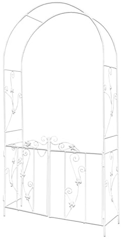 Arche de jardin avec portail pour plantes grimpantes, pergola en métal, entrée décorative treillage tonnelle pour jardin – L110 x l37 x H214 cm (blanc)