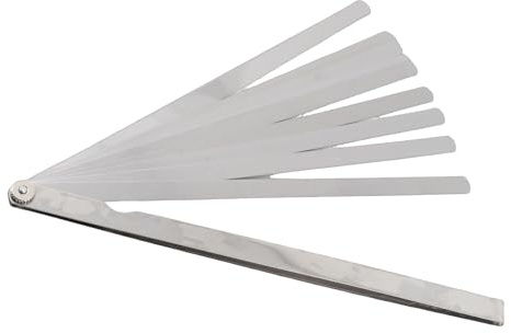 Aramox Galga de Espesores Galga de Relleno Herramienta de Medición de 17 Cuchillas Calibre de Espesor Métrico Calibre de 0,02-1 Mm Medición de Galgas de Acero de de Espesores Resistente Medidor de