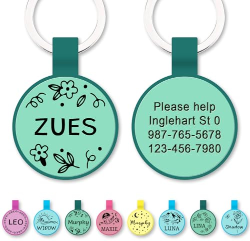 Targhetta Identificativa Personalizzata per Cani e Gatti | Realizzata in Silicone Morbido, Resistente e Silenzioso | Testo a Incisione Laser | Design Creativo e Adorabile | Verde