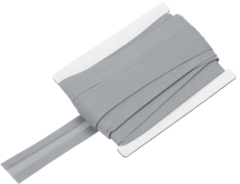 QUARKZMAN Cinta Sesgada De 3/4 De Pulgada De Algodón De Un Solo Pliegue Y Continuo A Granel Para Coser, Hacer Costuras, Acordonar, Hacer Dobladillos, Encuadernar (Blanco Gris 10 Yardas)