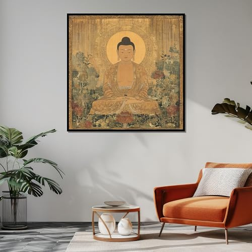 TONGYINLI Klassisches Buddha-Leinwandbild, Zen-Meditations-Wandkunst, Erleuchtungsposter und -drucke, Leinwanddesign, für die Heimdekoration (65 x 65 cm/Rahmenlos)
