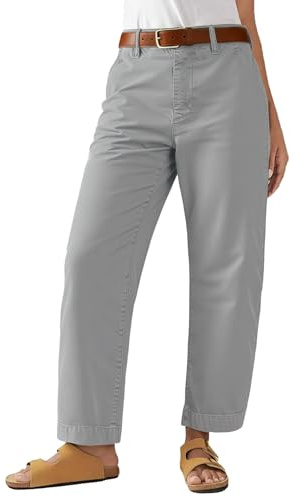 Flamingals Straight Leg Low Rise Barrel Pants Casual Stretchy Vintage Carrot Chino Pants for Women Trendy Without Belts Gray L