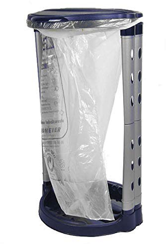 Supporto per sacco della spazzatura con coperchio e anello di serraggio, 120 l, supporto per grandi sacchi della spazzatura, sacchetto giallo