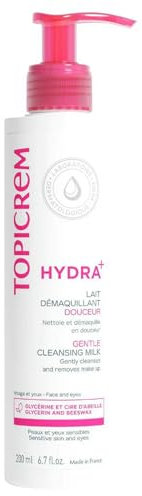 Topicrem - Lait Démaquillant Douceur Hydra+ - Nettoie et démaquille, Peaux et yeux sensibles, Fabrication Française - 200 ml- Lot de 2
