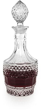 Twine Vintage Cut Crystal Decanter - Liquor Decanter for Wine, Dishwasher Safe, 26 Ounces - Set of 1