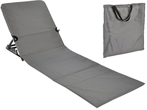 Spetebo Natte de plage pliable avec dossier - Chaise longue de plage - Chaise longue de jardin gris