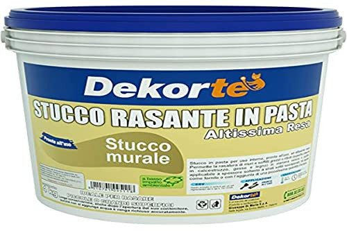 GDM 600016609800804-Stucco Rasante In Pasta, Ideale Per Rasatura Di Pareti Interne, Dekortè, Colore: Bianco, 4 kg