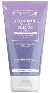 Dermolab - Scrub Viso Donna Delicato Esfoliante per Tutti i Tipi di Pelle, con Pool di Acido Ialuronico, Effetto Idratante e Illuminante, Purifica la Cute, 150 ml