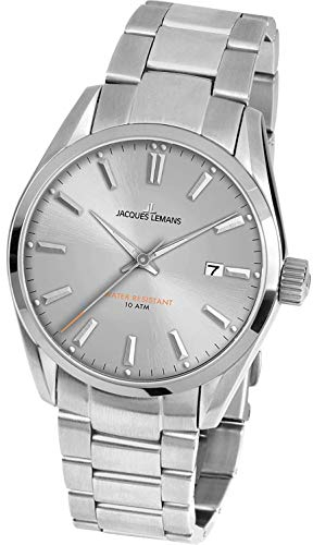 JACQUES LEMANS Herrenuhr Derby Metallband massiv Edelstahl 1-1859F