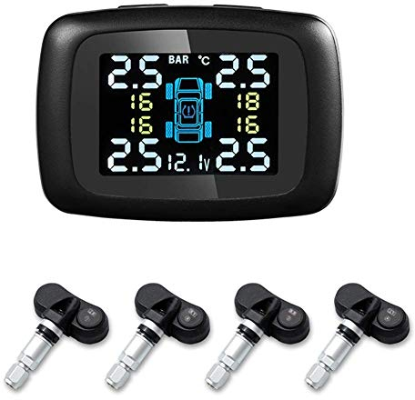 KIMISS 12V Auto Intelligent TPMS Zigarettenanzünder Reifendruckkontrollsystem LCD Displays mit 4 internen Sensoren