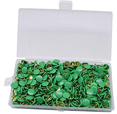 YOFASEN Set med 500 häftstift - 10 x 9 mm, plastbelagda metaller, blandade färger, grön/500 st