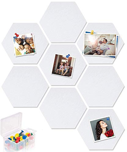 Yoillione Sechseckig Memoboard Filz Wandaufkleber, Weiß Memoboard Bunte Filzboard Bulletin Board Memo Wand Pinnwände Küche Selbstklebend Filzpinnwand, Wanddekoration für Büro Küche