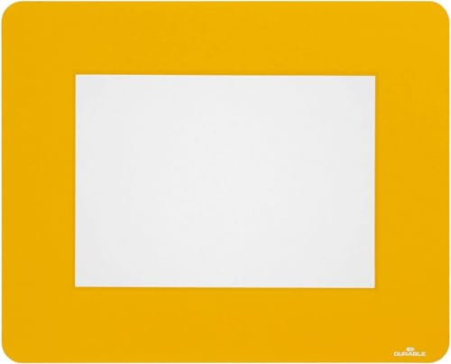 Durable Bodenmarkierungsfenster A5, selbstklebend, 10 Stück, gelb, 180704 | Wiederablösbare Sichttasche zur Bodenkennzeichnung, schützt Einlagen, für Hoch- und Querformat geeignet