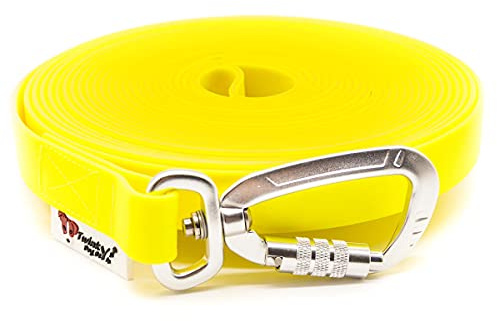 Twinkys Dog Style Hundeleine Schleppleine Wasserabweisend 15 mm breit mit Sicherheitskarabiner für Hunde 5 Meter MIT Handschlaufe Neon Gelb Made in Germany