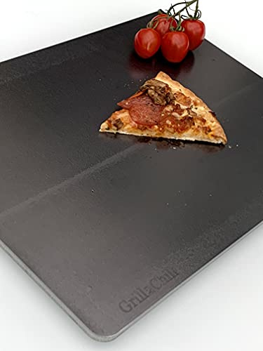 BACKSTAHL Grill2Chill f. PIZZA BROT & Co. 465 x 380 x 6-6,2 mm (46,5 x 38 cm) aus HighTech Spezialstahl/Stahl hochwärmeleitend/Altern. zu Pizzastein Pizzablech f. Backofen Induktion div. Grills
