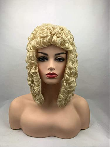 Chtom Rechtsanwalt Richter Barock Curly Männliche Kostümperücken Deluxe Historische Lange synthetische Cosplay Perücke für Halloween