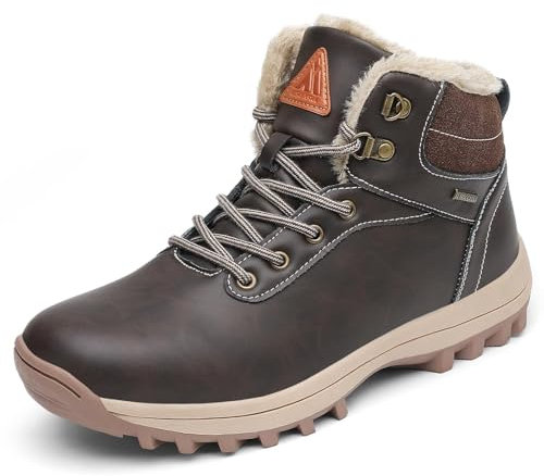 Mishansha Donna Stivali Invernali Caloroso Uomo Stivaletti da Neve Impermeabile Antiscivolo Scarpe da Trekking Outdoor Scarponi da Montagna Marrone scuro Gr.36
