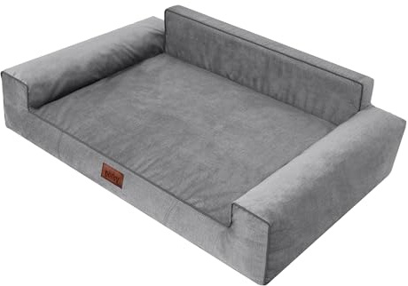 HOBBYGARDEN Hundebett Hundekissen Bett Kissen Haustierbett Hundeliegen Hundesofa Hundecouch Liegen Sofa Hundekorb Tierbett Weich,Grau, 98 x 66 cm