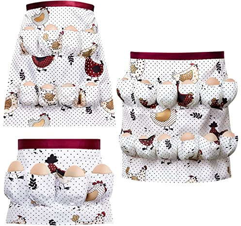 Syhood 3 Pcs Egg Collecting Apron for Chicken Duck Goose with 4/8/12 Pockets Gathering Collecting for Holding Multiple Easter Farmhouse Kitchen Restaurant