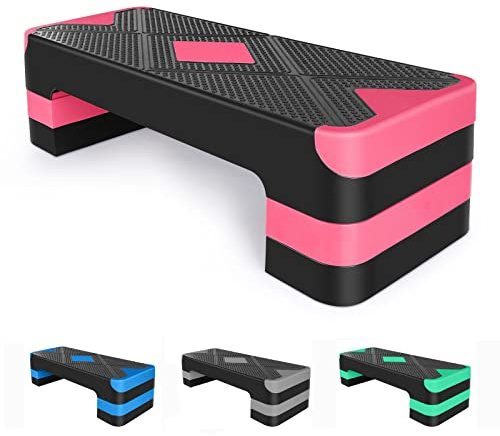HaoKang Adjustabl Aerobic Stepper Fitness Step Platform Health Workout for Sports Training Black-Red