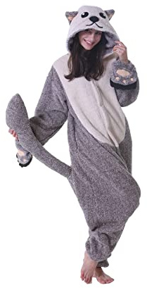 Hstyle Unisexe Adulte Onesie Anime Kigurumi Costume Cosplay Animaux Pyjama À Capuche Vêtements De Nuit Loutre de Mer S