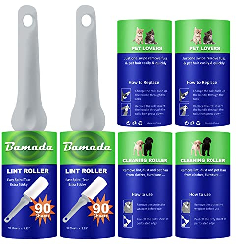 Fusselroller für Tierhaare 540 Blatt, extra klebriger tragbarer Fusselentferner, Fusselroller Kleidung, Entferner Katzen Hundehaare,Fusselrolle Tierhaare (Grau)