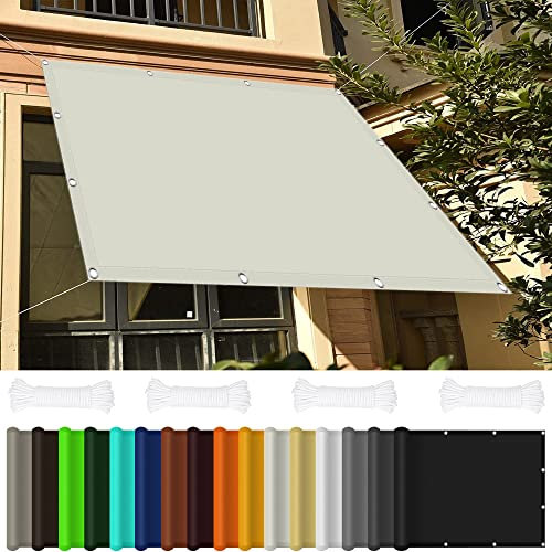 Tenda Parasole Vela Ombreggiante 4 x 6 m Impermeabile Balcone Protezione della Privacy Schermo Protezione Raggi UV 98% per Giardino Terrazzo e Campeggio, Avorio