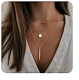 TINGN Kette Damen Gold Buchstaben S, Goldkette Damen 14k Vergoldet Ketten Set für Damen Freundin Frauen Halskette mit Kreis Platte Bar Anhänger Mehrlagige Kette Geburtstag Muttertag Geschenk