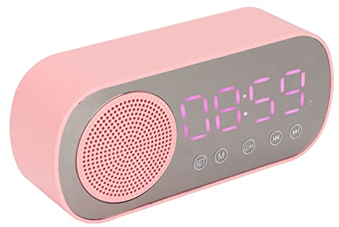 VBESTLIFE Bluetooth-Lautsprecher-Wecker, HiFi-LED-Spiegelbildschirm, FM-Radio, Digitaluhr Zum Lesen auf Reisen