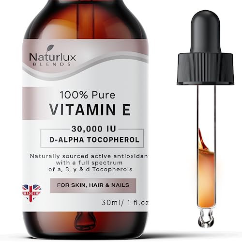 100% Pure Vitamin E Oil For Skin, Face, Hair & Nails Cuticle | Natural D - Alpha Tocopherol | High Strength Concentrated Antioxidant 30 ML